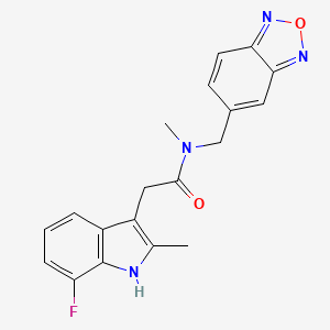 molecular formula C19H17FN4O2 B5511535 N-(2,1,3-benzoxadiazol-5-ylmethyl)-2-(7-fluoro-2-methyl-1H-indol-3-yl)-N-methylacetamide 