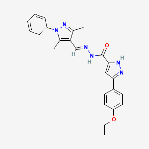 molecular formula C24H24N6O2 B5511567 N'-[(3,5-dimethyl-1-phenyl-1H-pyrazol-4-yl)methylene]-3-(4-ethoxyphenyl)-1H-pyrazole-5-carbohydrazide 