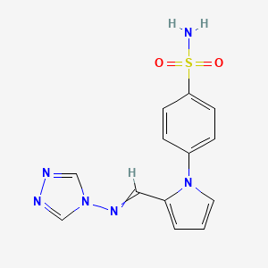 molecular formula C13H12N6O2S B5511582 4-{2-[(4H-1,2,4-triazol-4-ylimino)methyl]-1H-pyrrol-1-yl}benzenesulfonamide 