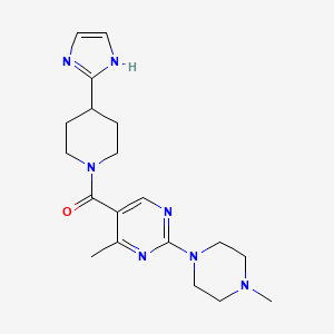 molecular formula C19H27N7O B5511622 5-{[4-(1H-咪唑-2-基)-1-哌啶基]羰基}-4-甲基-2-(4-甲基-1-哌嗪基)嘧啶 