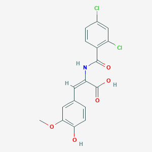 molecular formula C17H13Cl2NO5 B5511632 2-[(2,4-dichlorobenzoyl)amino]-3-(4-hydroxy-3-methoxyphenyl)acrylic acid 