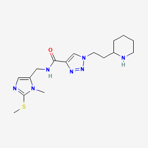 molecular formula C16H25N7OS B5511722 N-{[1-methyl-2-(methylthio)-1H-imidazol-5-yl]methyl}-1-(2-piperidin-2-ylethyl)-1H-1,2,3-triazole-4-carboxamide 