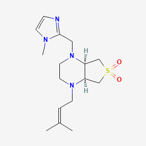 molecular formula C16H26N4O2S B5511729 (4aR*,7aS*)-1-(3-methyl-2-buten-1-yl)-4-[(1-methyl-1H-imidazol-2-yl)methyl]octahydrothieno[3,4-b]pyrazine 6,6-dioxide 