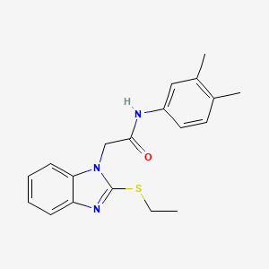 molecular formula C19H21N3OS B5511742 N-(3,4-dimethylphenyl)-2-[2-(ethylthio)-1H-benzimidazol-1-yl]acetamide 