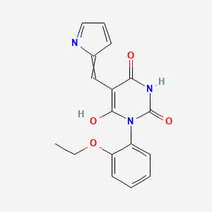 molecular formula C17H15N3O4 B5511771 1-(2-ethoxyphenyl)-5-(1H-pyrrol-2-ylmethylene)-2,4,6(1H,3H,5H)-pyrimidinetrione 
