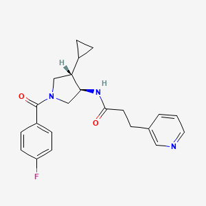 molecular formula C22H24FN3O2 B5511785 N-[(3R*,4S*)-4-环丙基-1-(4-氟苯甲酰)吡咯烷-3-基]-3-吡啶-3-基丙酰胺 