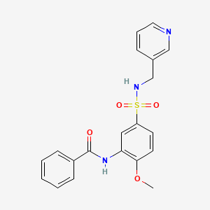 molecular formula C20H19N3O4S B5511799 N-(2-甲氧基-5-{[(3-吡啶基甲基)氨基]磺酰基}苯基)苯甲酰胺 