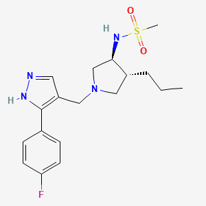 molecular formula C18H25FN4O2S B5511805 N-((3S*,4R*)-1-{[3-(4-fluorophenyl)-1H-pyrazol-4-yl]methyl}-4-propyl-3-pyrrolidinyl)methanesulfonamide 
