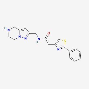 molecular formula C18H19N5OS B5511812 2-(2-phenyl-1,3-thiazol-4-yl)-N-(4,5,6,7-tetrahydropyrazolo[1,5-a]pyrazin-2-ylmethyl)acetamide hydrochloride 