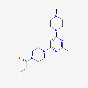 molecular formula C18H30N6O B5511854 4-(4-butyryl-1-piperazinyl)-2-methyl-6-(4-methyl-1-piperazinyl)pyrimidine 