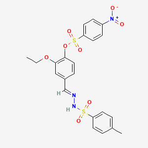 molecular formula C22H21N3O8S2 B5511864 2-ethoxy-4-{2-[(4-methylphenyl)sulfonyl]carbonohydrazonoyl}phenyl 4-nitrobenzenesulfonate 