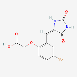 molecular formula C12H9BrN2O5 B5511865 {4-bromo-2-[(2,5-dioxo-4-imidazolidinylidene)methyl]phenoxy}acetic acid 