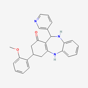 molecular formula C25H23N3O2 B5511868 3-(2-methoxyphenyl)-11-(3-pyridinyl)-2,3,4,5,10,11-hexahydro-1H-dibenzo[b,e][1,4]diazepin-1-one 