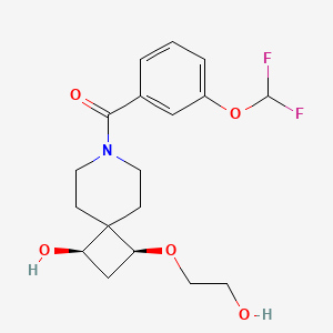 molecular formula C18H23F2NO5 B5511876 (1R*,3S*)-7-[3-(difluoromethoxy)benzoyl]-3-(2-hydroxyethoxy)-7-azaspiro[3.5]nonan-1-ol 