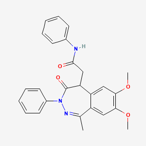 molecular formula C26H25N3O4 B5511941 2-(7,8-dimethoxy-1-methyl-4-oxo-3-phenyl-4,5-dihydro-3H-2,3-benzodiazepin-5-yl)-N-phenylacetamide 
