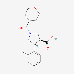molecular formula C18H23NO4 B5511952 (3S*,4R*)-4-(2-methylphenyl)-1-(tetrahydro-2H-pyran-4-ylcarbonyl)pyrrolidine-3-carboxylic acid 