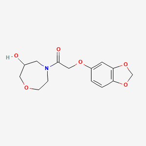 molecular formula C14H17NO6 B5511980 4-[(1,3-benzodioxol-5-yloxy)acetyl]-1,4-oxazepan-6-ol 