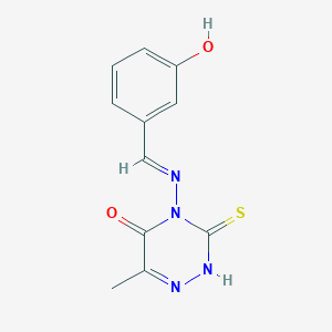 molecular formula C11H10N4O2S B5511986 4-[(3-hydroxybenzylidene)amino]-6-methyl-3-thioxo-3,4-dihydro-1,2,4-triazin-5(2H)-one 