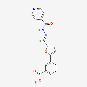 molecular formula C18H13N3O4 B5512001 3-[5-(2-isonicotinoylcarbonohydrazonoyl)-2-furyl]benzoic acid 