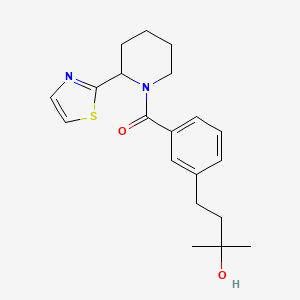 molecular formula C20H26N2O2S B5512032 2-methyl-4-(3-{[2-(1,3-thiazol-2-yl)-1-piperidinyl]carbonyl}phenyl)-2-butanol 