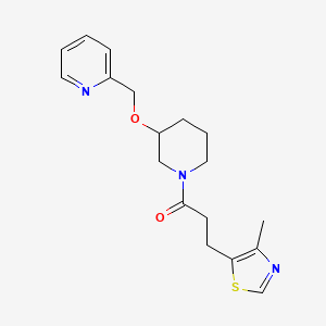 molecular formula C18H23N3O2S B5512050 2-[({1-[3-(4-methyl-1,3-thiazol-5-yl)propanoyl]-3-piperidinyl}oxy)methyl]pyridine 