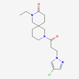 molecular formula C17H25ClN4O2 B5512066 8-[3-(4-chloro-1H-pyrazol-1-yl)propanoyl]-2-ethyl-2,8-diazaspiro[5.5]undecan-3-one 