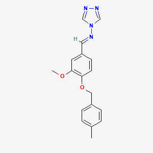 molecular formula C18H18N4O2 B5512070 N-{3-methoxy-4-[(4-methylbenzyl)oxy]benzylidene}-4H-1,2,4-triazol-4-amine 