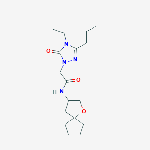 2-(3-butyl-4-ethyl-5-oxo-4,5-dihydro-1H-1,2,4-triazol-1-yl)-N-1-oxaspiro[4.4]non-3-ylacetamide