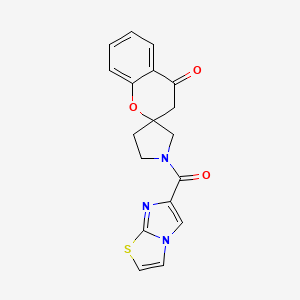 molecular formula C18H15N3O3S B5512120 1'-(imidazo[2,1-b][1,3]thiazol-6-ylcarbonyl)spiro[chromene-2,3'-pyrrolidin]-4(3H)-one 