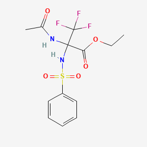 molecular formula C13H15F3N2O5S B5512124 ethyl 2-(acetylamino)-3,3,3-trifluoro-N-(phenylsulfonyl)alaninate 