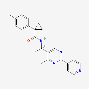 molecular formula C23H24N4O B5512135 1-(4-甲基苯基)-N-[1-(4-甲基-2-吡啶-4-基嘧啶-5-基)乙基]环丙烷甲酰胺 