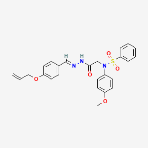 molecular formula C25H25N3O5S B5512148 N-(2-{2-[4-(allyloxy)benzylidene]hydrazino}-2-oxoethyl)-N-(4-methoxyphenyl)benzenesulfonamide 