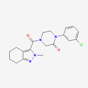 molecular formula C19H21ClN4O2 B5512169 1-(3-chlorophenyl)-4-[(2-methyl-4,5,6,7-tetrahydro-2H-indazol-3-yl)carbonyl]-2-piperazinone 