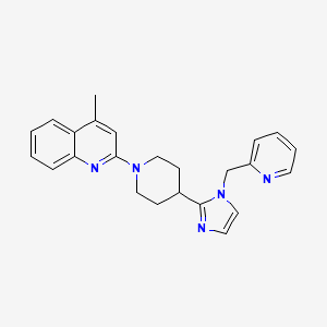 molecular formula C24H25N5 B5512202 4-methyl-2-{4-[1-(pyridin-2-ylmethyl)-1H-imidazol-2-yl]piperidin-1-yl}quinoline 