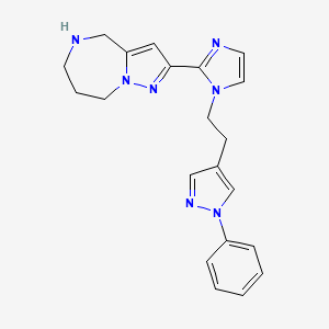 molecular formula C21H23N7 B5512290 2-{1-[2-(1-phenyl-1H-pyrazol-4-yl)ethyl]-1H-imidazol-2-yl}-5,6,7,8-tetrahydro-4H-pyrazolo[1,5-a][1,4]diazepine dihydrochloride 