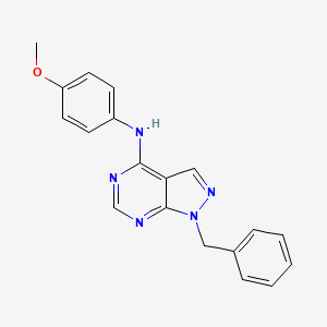 molecular formula C19H17N5O B5512339 1-苄基-N-(4-甲氧基苯基)-1H-吡唑并[3,4-d]嘧啶-4-胺 