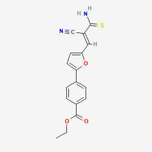 molecular formula C17H14N2O3S B5512350 ethyl 4-[5-(3-amino-2-cyano-3-thioxo-1-propen-1-yl)-2-furyl]benzoate 