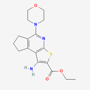 molecular formula C17H21N3O3S B5512401 ethyl 1-amino-5-(4-morpholinyl)-7,8-dihydro-6H-cyclopenta[d]thieno[2,3-b]pyridine-2-carboxylate 