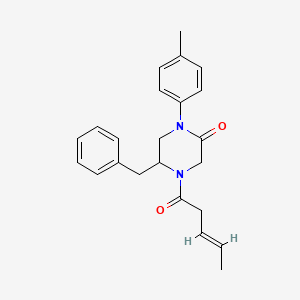 molecular formula C23H26N2O2 B5512415 5-benzyl-1-(4-methylphenyl)-4-[(3E)-3-pentenoyl]-2-piperazinone 