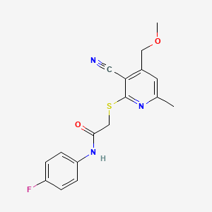 2-{[3-cyano-4-(methoxymethyl)-6-methyl-2-pyridinyl]thio}-N-(4-fluorophenyl)acetamide