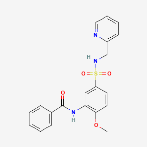 molecular formula C20H19N3O4S B5512467 N-(2-甲氧基-5-{[(2-吡啶基甲基)氨基]磺酰基}苯基)苯甲酰胺 