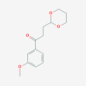 molecular formula C14H18O4 B055125 3-(1,3-二氧六环-2-基)-3'-甲氧基苯乙酮 CAS No. 121789-35-3