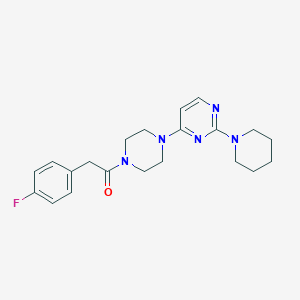 molecular formula C21H26FN5O B5512503 4-{4-[(4-fluorophenyl)acetyl]-1-piperazinyl}-2-(1-piperidinyl)pyrimidine 
