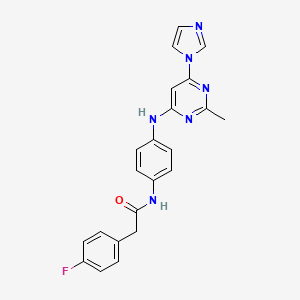 molecular formula C22H19FN6O B5512515 2-(4-fluorophenyl)-N-(4-{[6-(1H-imidazol-1-yl)-2-methyl-4-pyrimidinyl]amino}phenyl)acetamide 