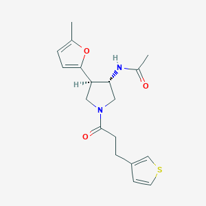 molecular formula C18H22N2O3S B5512580 N-{(3S*,4R*)-4-(5-methyl-2-furyl)-1-[3-(3-thienyl)propanoyl]-3-pyrrolidinyl}acetamide 