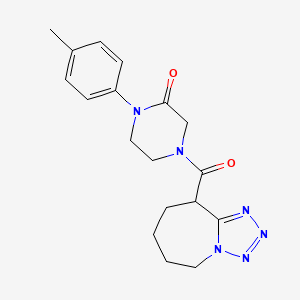 molecular formula C18H22N6O2 B5512589 1-(4-methylphenyl)-4-(6,7,8,9-tetrahydro-5H-tetrazolo[1,5-a]azepin-9-ylcarbonyl)-2-piperazinone 
