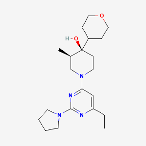 molecular formula C21H34N4O2 B5512624 (3R*,4R*)-1-(6-ethyl-2-pyrrolidin-1-ylpyrimidin-4-yl)-3-methyl-4-(tetrahydro-2H-pyran-4-yl)piperidin-4-ol 