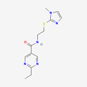 molecular formula C13H17N5OS B5512642 2-乙基-N-{2-[(1-甲基-1H-咪唑-2-基)硫代]乙基}-5-嘧啶甲酰胺 