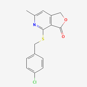 molecular formula C15H12ClNO2S B5512679 4-[(4-chlorobenzyl)thio]-6-methylfuro[3,4-c]pyridin-3(1H)-one 