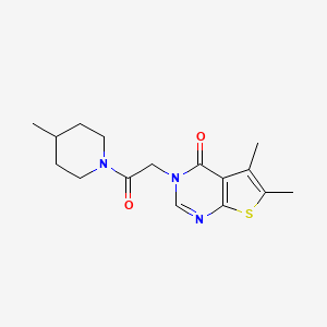 molecular formula C16H21N3O2S B5512694 5,6-dimethyl-3-[2-(4-methyl-1-piperidinyl)-2-oxoethyl]thieno[2,3-d]pyrimidin-4(3H)-one 